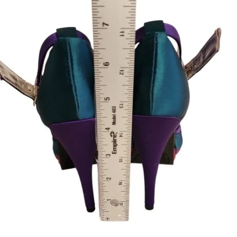 Rampage Genova Heels Women 8.5 Multicolor Colorblock Satin Stiletto Party Bold